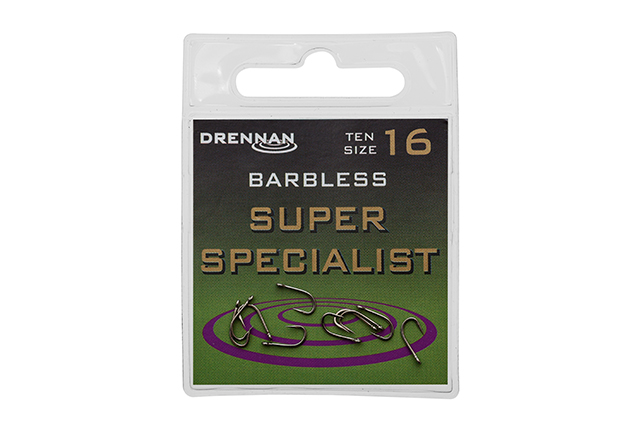 Sizes 8 12 14 & 16 Drennan Barbless Super Specialist Hooks 10 